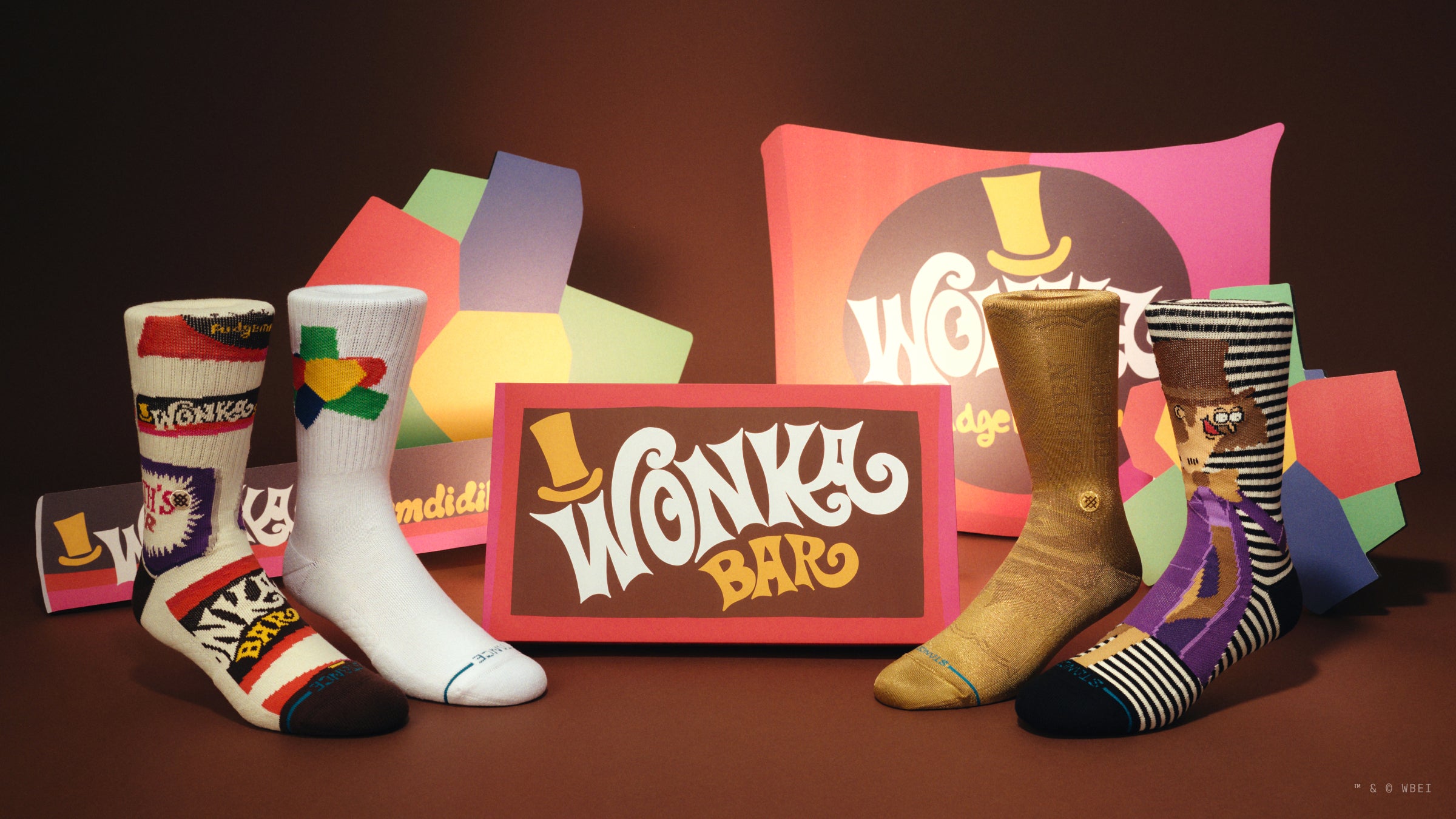 Stance Wonka Bars Crew Calze Uomo – Cotone Morbido, Ammortizzate, Collaborazione Stance X Jay Howell, Marroni