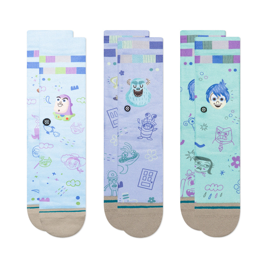 Kids Pixar By Bubnis x Stance Crew Socks 3 Packs