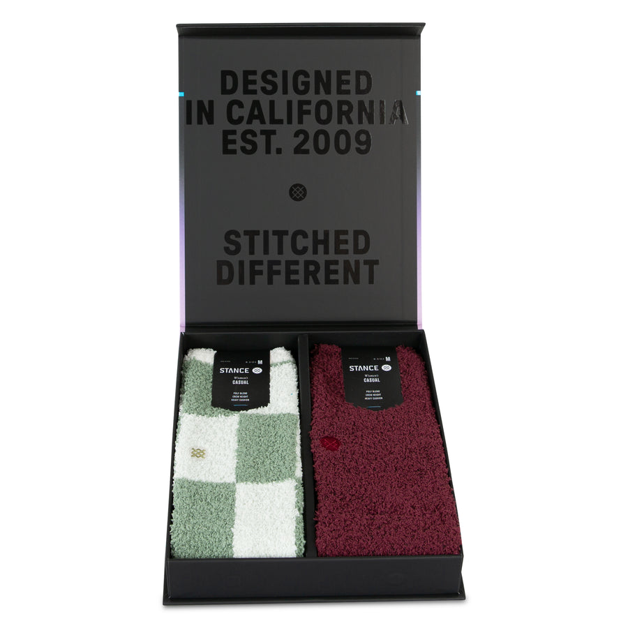 Womens Patchwork Cozy Box Set Crew Socks