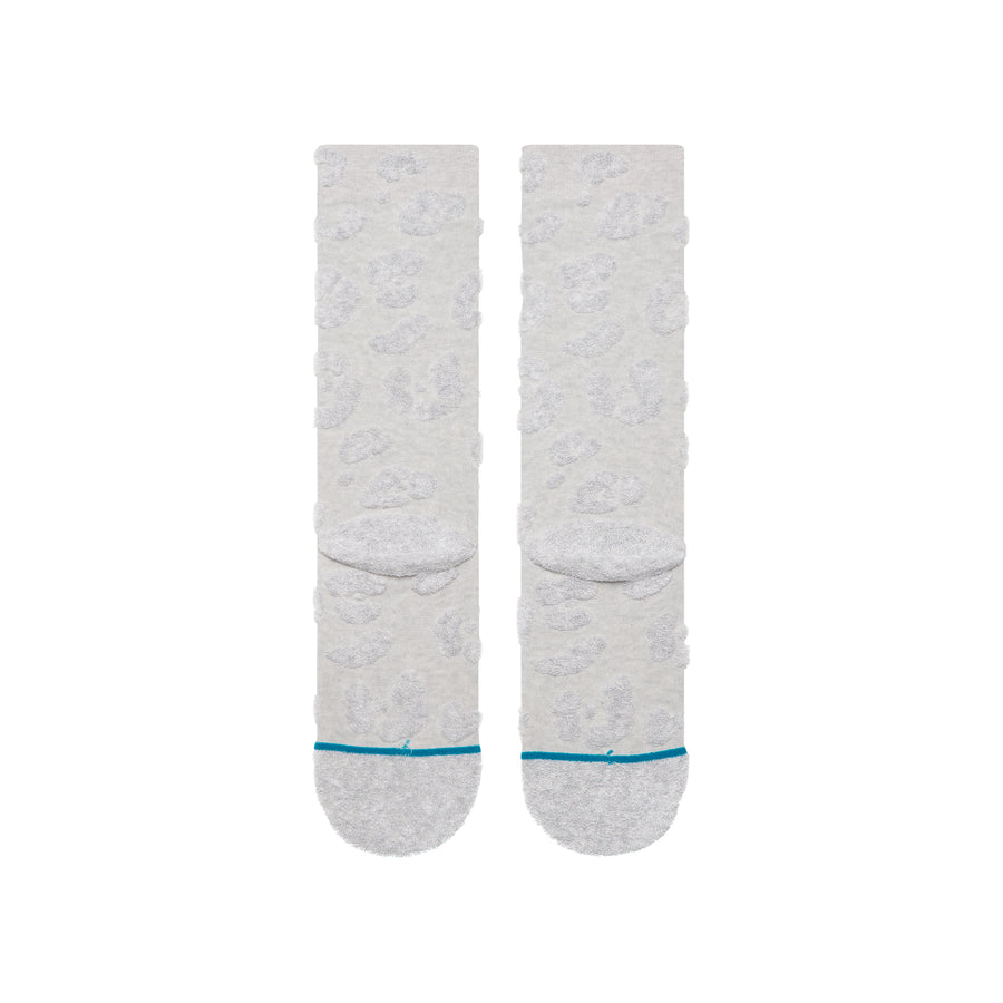Womens Terry Cheetah Crew Socks