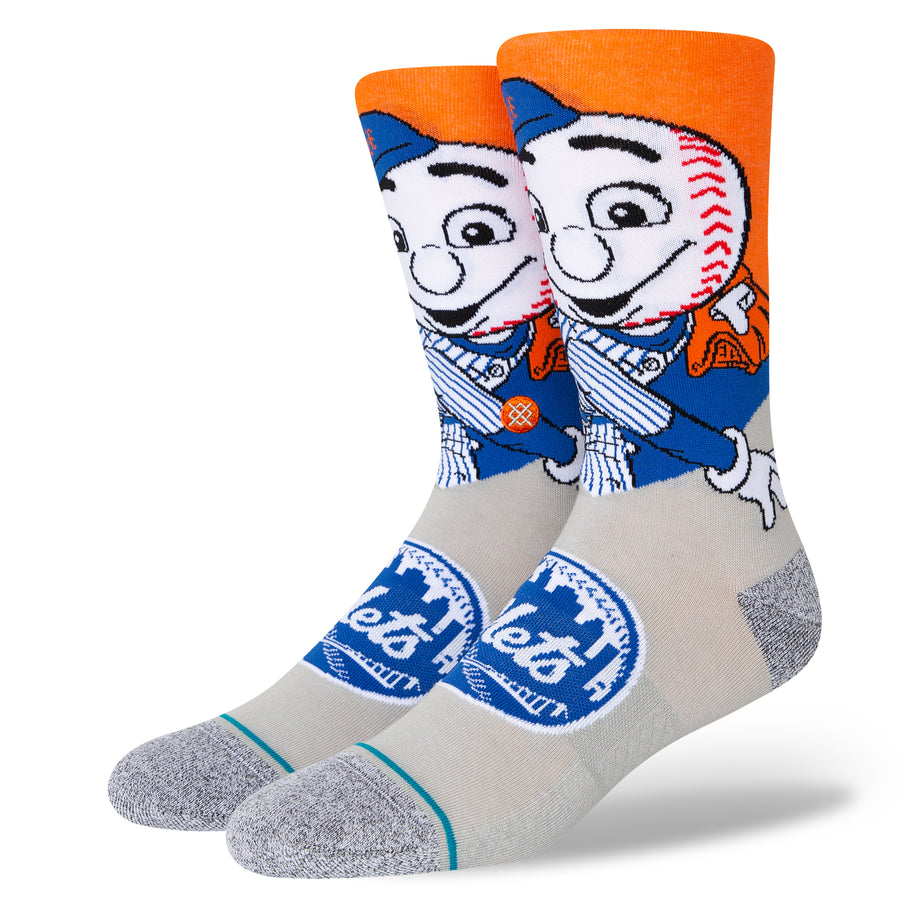MLB New York Mets Mascot Mr. Met Crew Socks